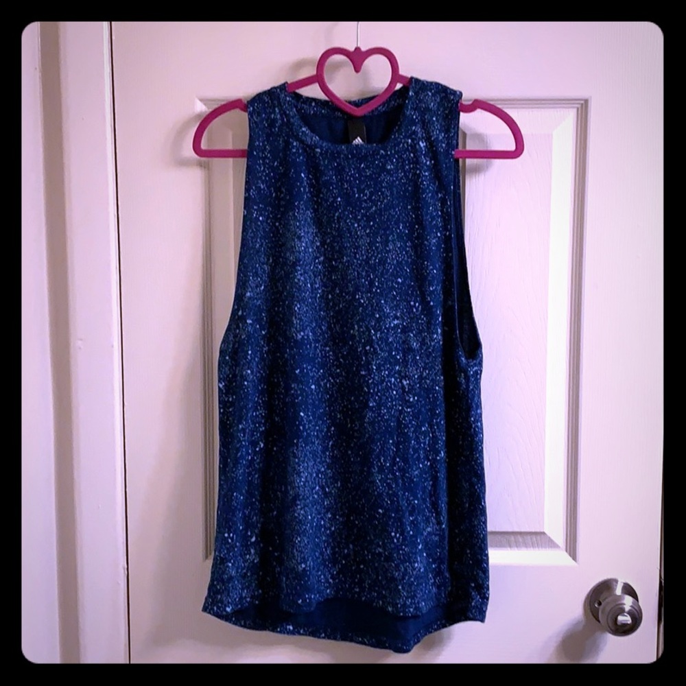 Oversized Adidas splatter paint navy workout shirt